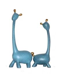 MISS PEACH Gold-Toned & Blue 2 Pieces Resin Giraffe Statue Showpieces image 2