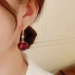 SUBHAGALANKAR Gold-Plated Artificial Stones Studded Quirky Shaped Drop Earrings image 2