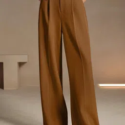 Chemistry Women Relaxed Straight Leg High-Rise Pleated Trousers-picture-15