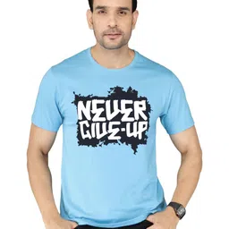 NOBLE HUSTLE Typography Printed Round Neck Cotton T-shirt-picture-23