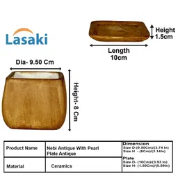 LASAKI Nebi Brown Ceramic Handmade Planter With Plate image 5