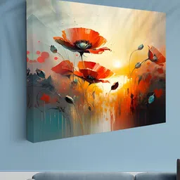 Myntra Elegant Homes Yellow & Orange 1 Piece Canvas Floral and Botanical Wall Paintings image 2