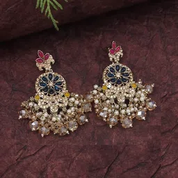 SGA FASHION Gold-Plated Kundan Stone Studded & Beaded Jewellery Set image 2