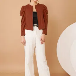 Chemistry Women Crop Open Front Jacket with Embroidered image 5