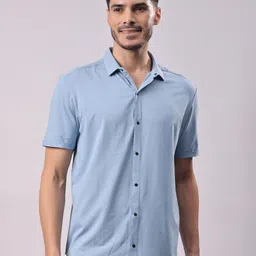 Stylox Men Solid Spread Collar Cotton Casual Shirt-image-32