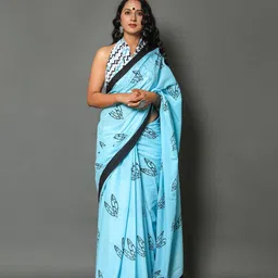 Craft Musium Floral Pure Cotton Bagru Saree-picture-32