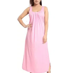SAJATA Women Pure Cotton Maxi Nightdress-image-68