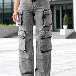 ROBECULT COLLECTION Women Comfort Wide Leg Acid Wash Stretchable Jeans-picture-35