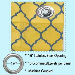 Trance Home Linen Mustard & Blue Set of 4 Geometric Long Door Curtain image 2