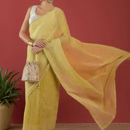 all about you Striped Printed Gotta Patti Pure Chiffon Saree image 4