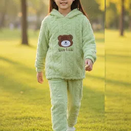 FITIN OUTFIT Girls Self Design Bear & Pyjamas-picture-57