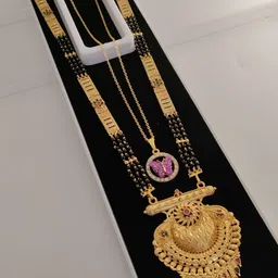 OM KRISHIV COLLECTION Women Gold-Plated Artificial Beads Mangalsutra-picture-10