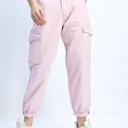 tokyo talkies Women Jogger Fit Mid Rise Pink Jeans-picture-14