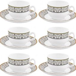 dulariya Pack of 12 Opalware Laopala Opalware Glass Moroccan Gold Tea Cup with Saucers (6 Cup , 6 Saucer )-picture-41