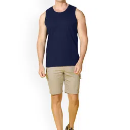 SLOWLORIS Pack Of 2 Printed Round Neck Sleeveless Bio-Wash Cotton Gym Vests image 4