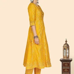 GULMEHAK Women Bandhani Printed Anarkali Pure Cotton Kurta with Trousers & Dupatta image 5