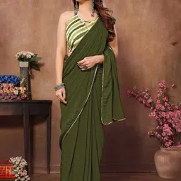 KALINI Checked Embroidered Ready To Wear Saree image 3
