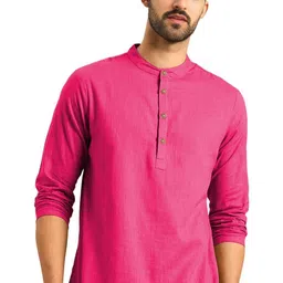 Navkanj Mandarin Collar Roll-Up Sleeves Cotton Straight Kurta-picture-10