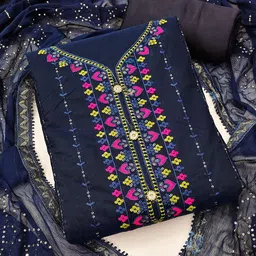 SAINOOR Floral Embroidered Sequinned Unstitched Dress Material-image-79