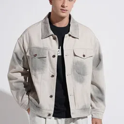 SHOWOFF Men Tie and Dye Grey Denim Jacket image 5