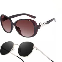 SPADEACES Unisex Brown Lens & Rose Gold-Toned Oval Sunglasses with-picture-54