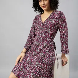 DressBerry Women Pink Cotton Fit and Flare Dresses-picture-15