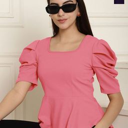 Metronaut Pack of 2 Women's Puff Sleeve Peplum Top-picture-32