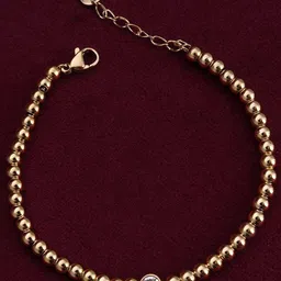 PALMONAS Gold-Plated CZ Studded Stainless Steel Waterproof and Anti-Tarnish Link Bracelet-picture-30