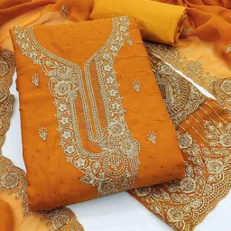 Blissta Embellished Unstitched Dress Material-image-59