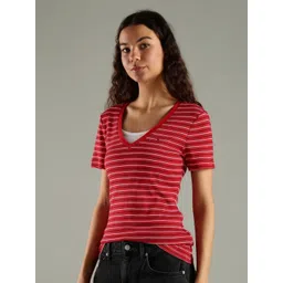 Tommy Hilfiger Striped V Neck Regular Fit Cotton T-shirt image 3