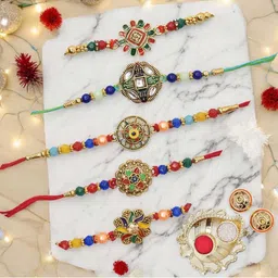 MEIRA JEWELLERY Set Of 5 Rakhi Greeting Card & Roli Chawal-picture-25