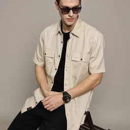 The Roadster Lifestyle Co Pure Cotton Oversized Fit Casual Shirt-image-76