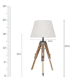 Madeline Beige Fabric Shade Night Lamp With Wood Base By Beverly Studio image 4