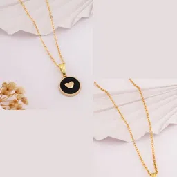 SZN Set Of 2 Gold-Plated Circular Shaped Enamelled Pendants With Chains-image-51