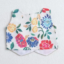 The Magic Wand Girls Floral Printed Regular Pure Cotton Top With Trousers Kurta Sets image 5