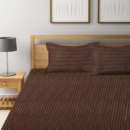 Myntra Elegant Homes Brown 300 TC King Bedsheet with 2 Pillow Covers image 2