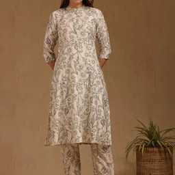 Soch Printed Mandarin Collar Top With Trousers Co-Ords Set-picture-33