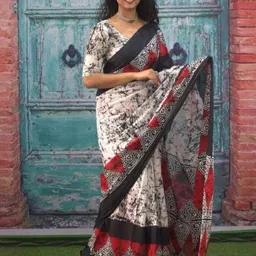 JAIPURI PRINT Batik Pure Cotton Block Print Saree image 3