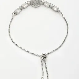 ZENEME Women Rhodium Plated American Diamond Studded Round Shaped Wraparound Bracelet image 5