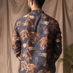 Rawayi Abstract Printed Mandarin Collar Straight Kurta image 4