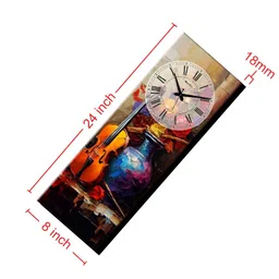 OLIVE TREE Brown & Blue Printed Rectangle Wooden Contemporary Wall Clock image 2