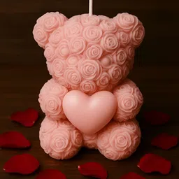 Mandy & Co Pink Teddy Bear Lead-Free Wick Scented Pillar Candle image 1