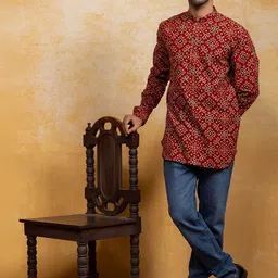 DEVOILER Men Ethnic Motifs Printed Kurta image 2