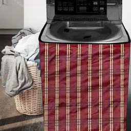 The Furnishing Tree Washing Machine Cover Plaid Pattern Red Compatible for Whirlpool 7 Kg Fully-Aut image 2