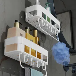 zucur Plastic Bathroom accessories Rack wall shelves For Hooks And Towel Rack. Plastic Wall Shelf image 3