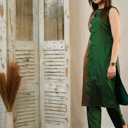 HERE&NOW Women Regular Kurta with Trousers & With Dupatta image 3