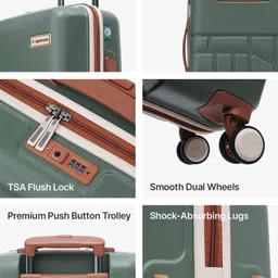 uppercase Rock Hard Luggage Trolley Bag Cabin Green image 5