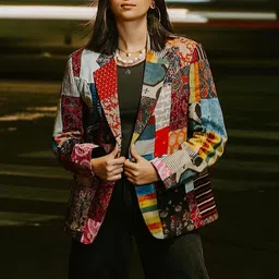Zolo Label Women Organic Cotton Tailored Jacket with Embroidered-image-44