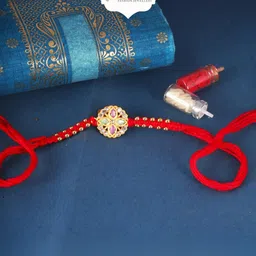 VIVASTRI CZ Stone Flower Gold & Rhodium Plated Alloy Rakhi-picture-32