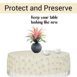 RUBOXA Cream-Coloured Floral Plastic Round 4-Seater Table Cover image 4